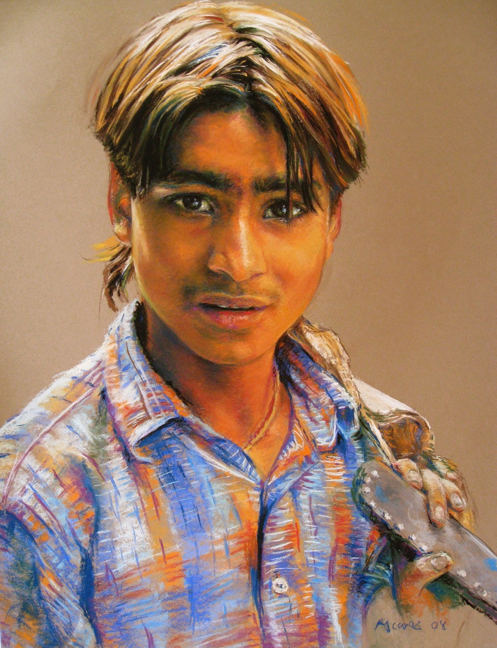 Determined young person pastel portrait by Dhyana Alcaraz